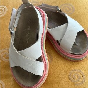 Girls 6 Carter's White and Pink Sandals with Crossover Straps